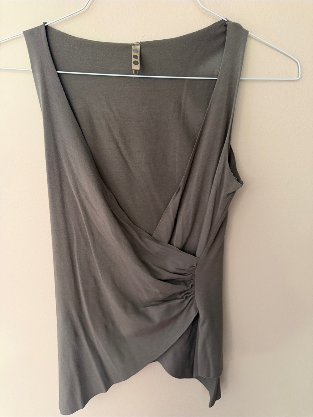 Three Dots Olive Wrap-Style Sleeveless Camisole
